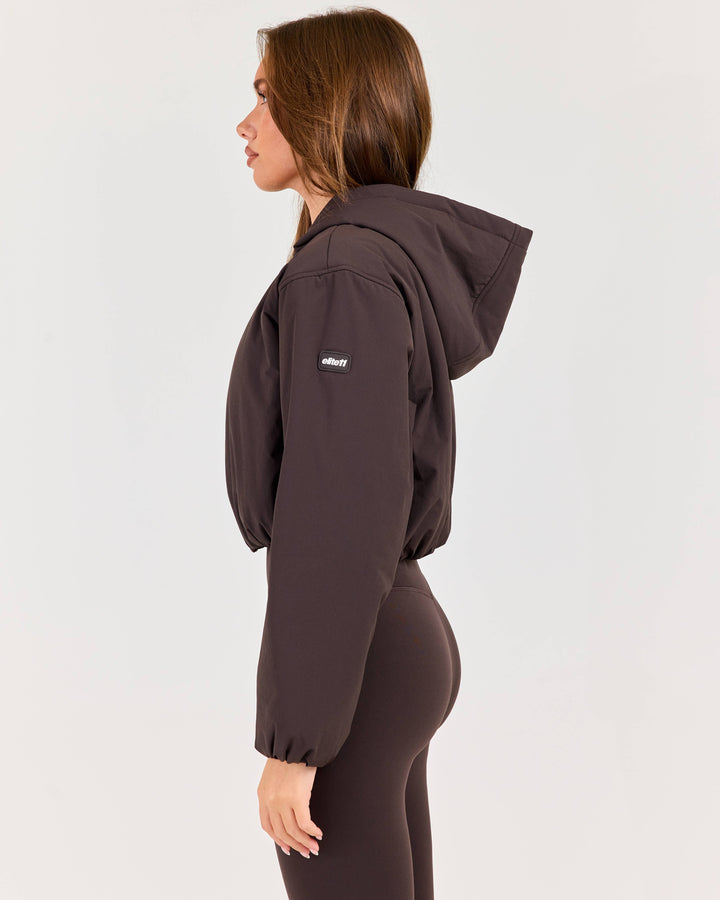 Float Cropped Hooded Jacket - Coffee Bean