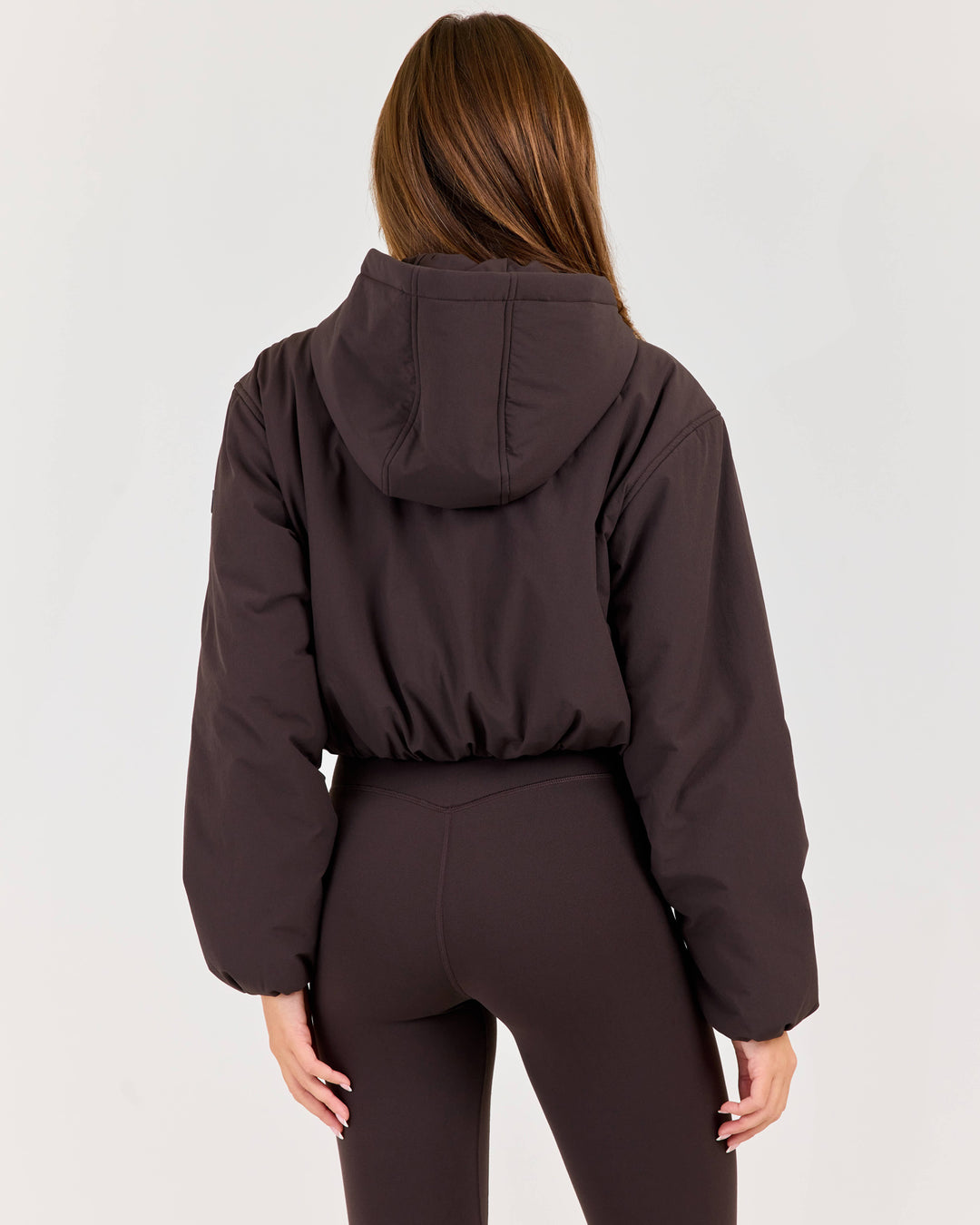 Float Cropped Hooded Jacket - Coffee Bean