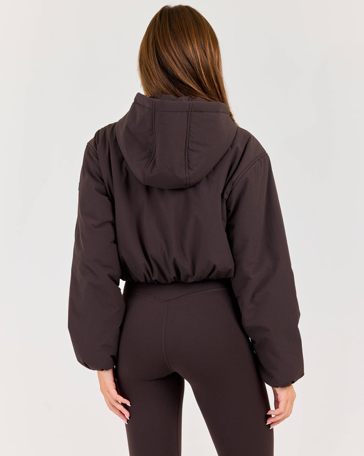 Float Cropped Hooded Jacket - Coffee Bean