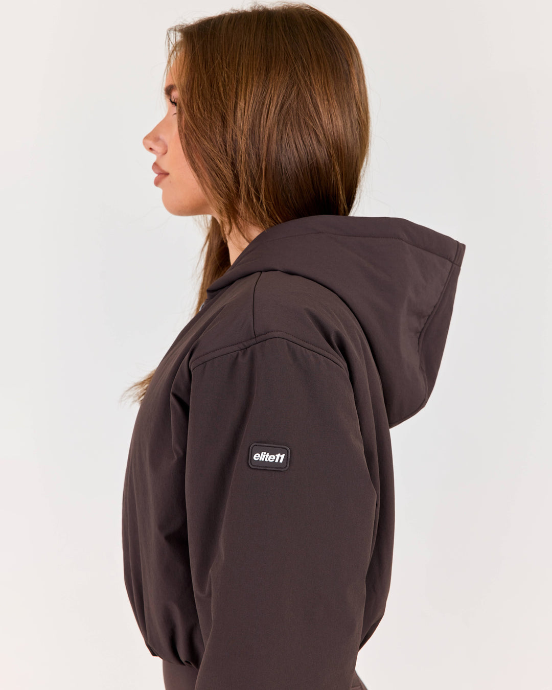 Float Cropped Hooded Jacket - Coffee Bean
