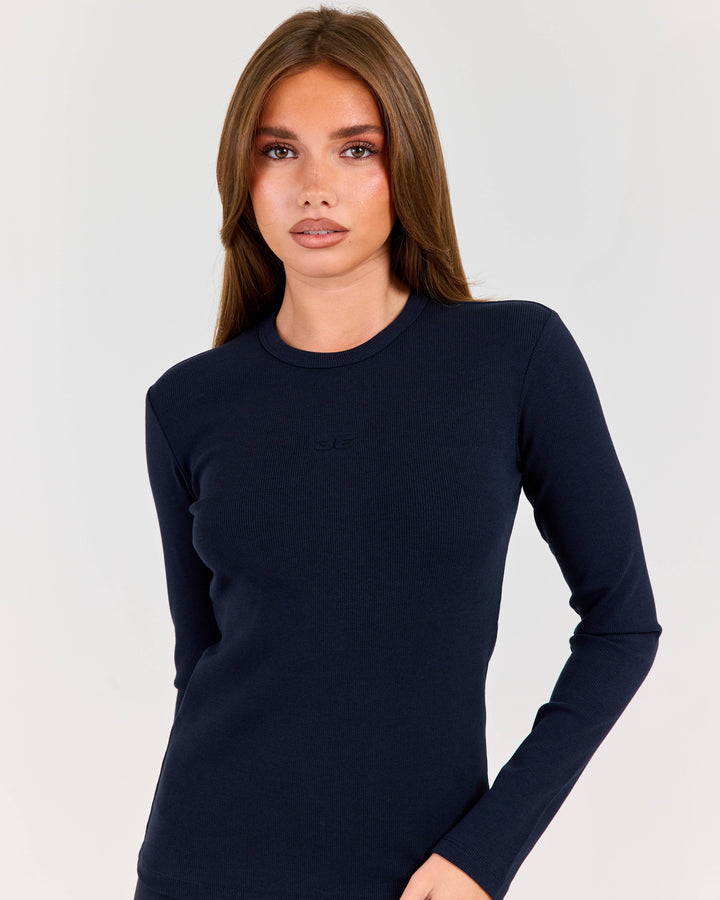 Ribbed Long Sleeve - Navy