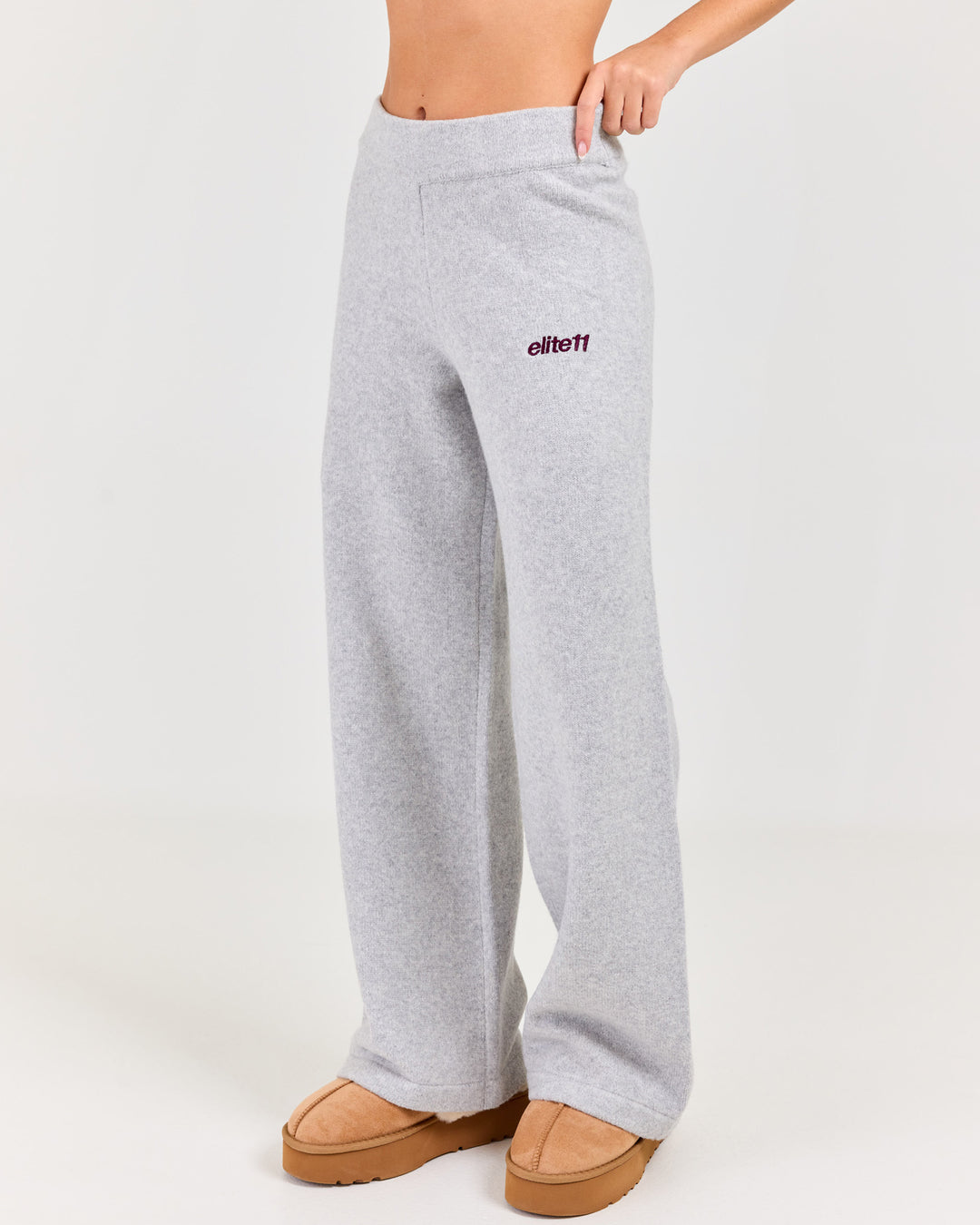 Winter Knit Wide Leg Pants - Grey Marle