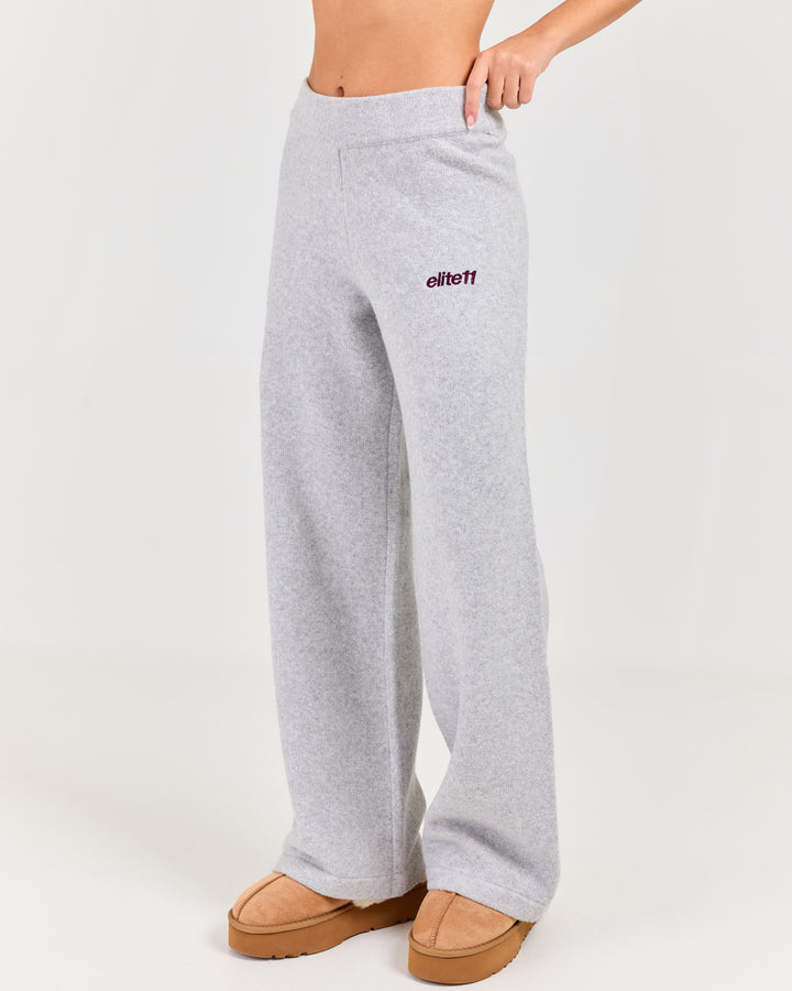 Winter Knit Wide Leg Pants - Grey Marle