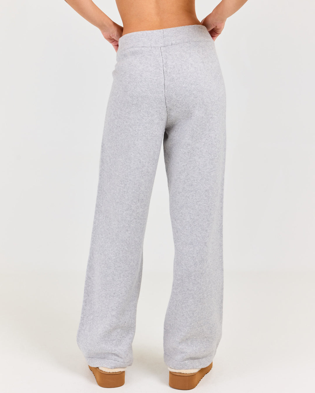 Winter Knit Wide Leg Pants - Grey Marle