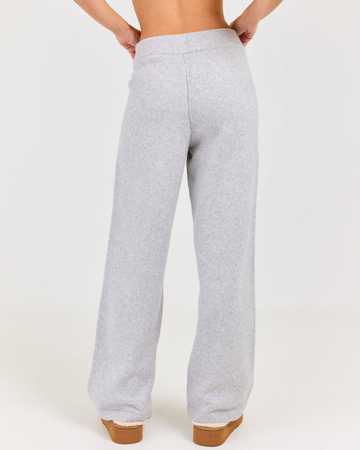 Winter Knit Wide Leg Pants - Grey Marle