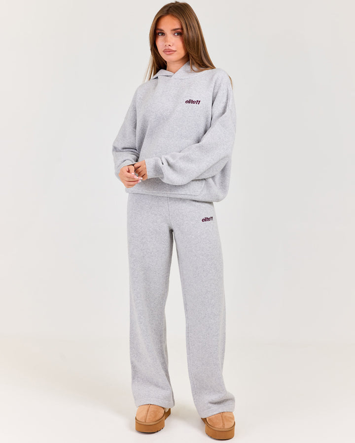 Winter Knit Wide Leg Pants - Grey Marle