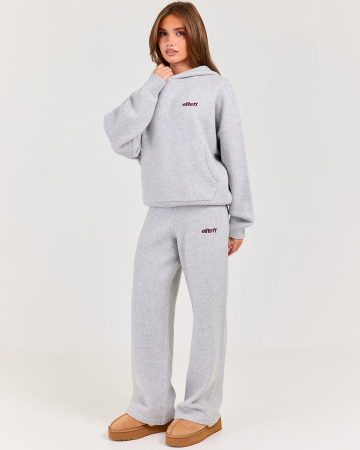 Winter Knit Wide Leg Pants - Grey Marle