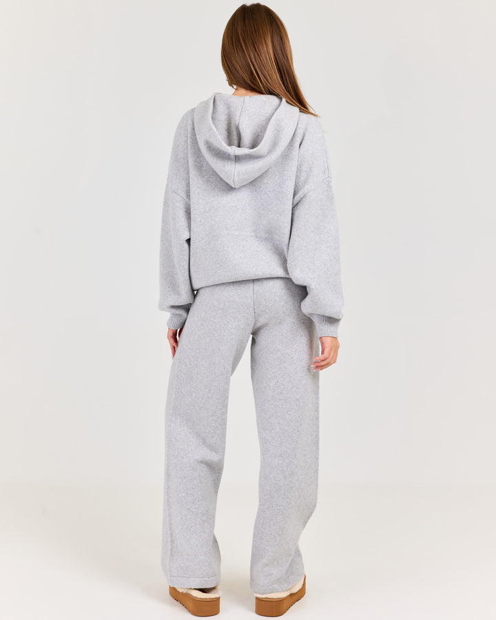 Winter Knit Wide Leg Pants - Grey Marle