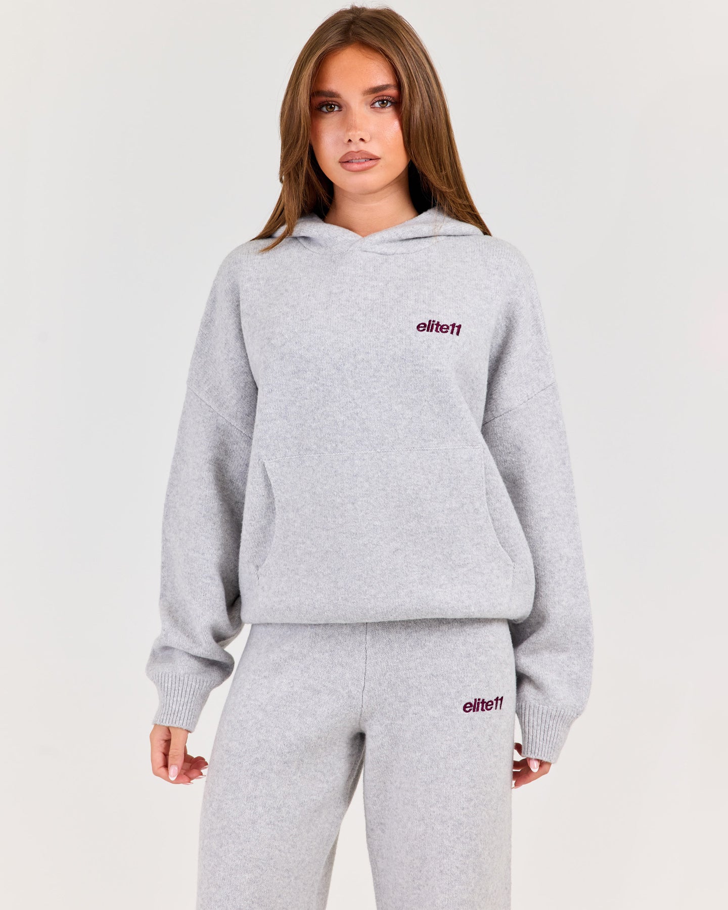 Winter Knit Hoodie - Grey Marle