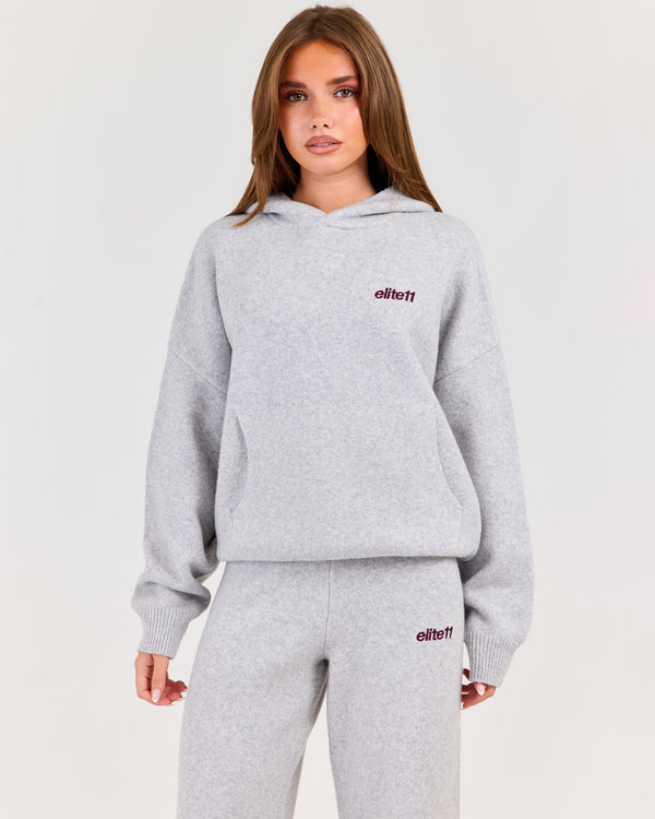 Winter Knit Hoodie - Grey Marle