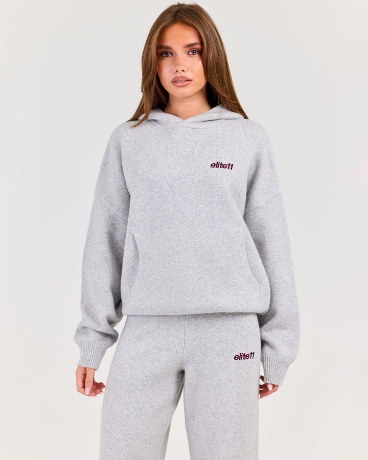 Winter Knit Hoodie - Grey Marle