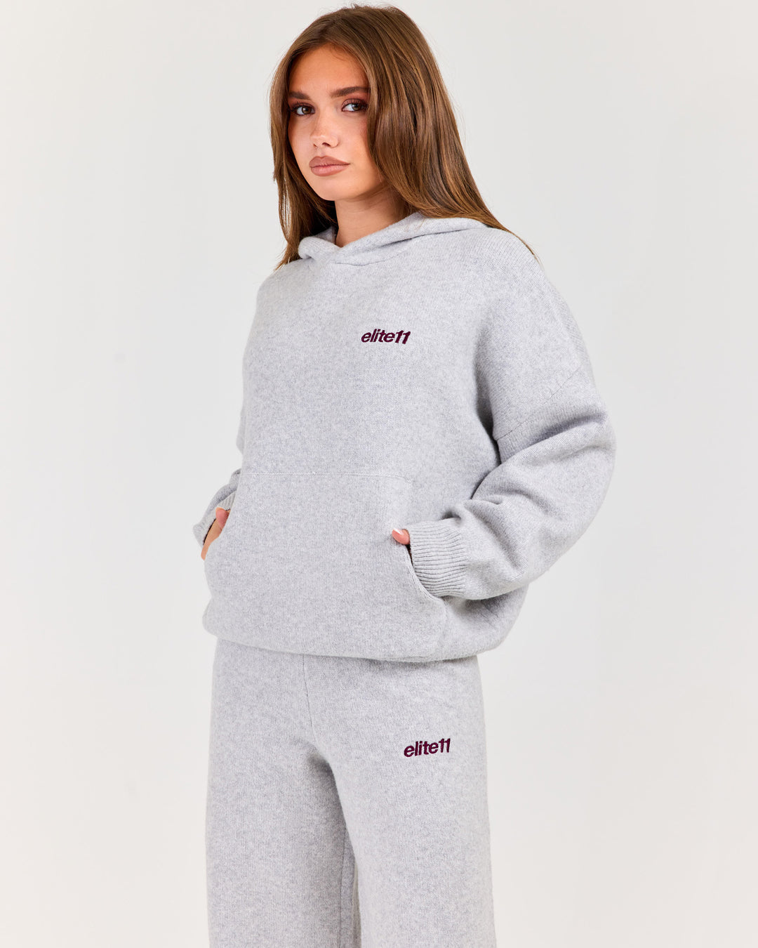 Winter Knit Hoodie - Grey Marle