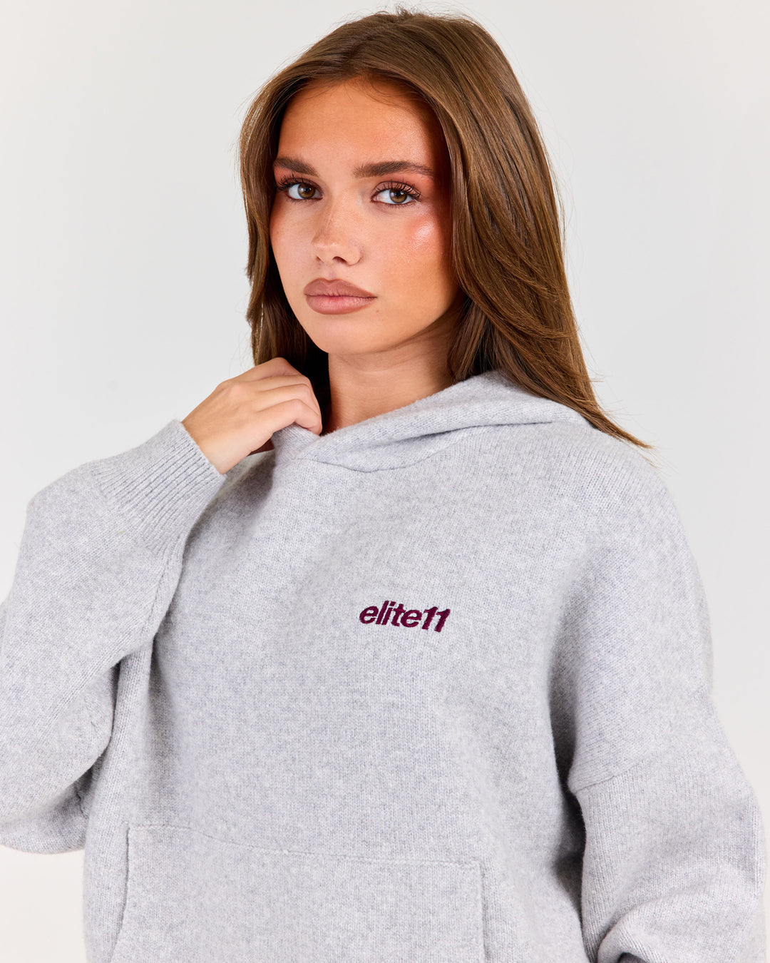 Winter Knit Hoodie - Grey Marle