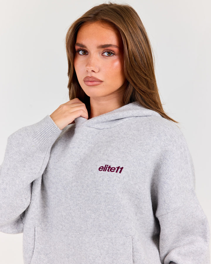 Winter Knit Hoodie - Grey Marle