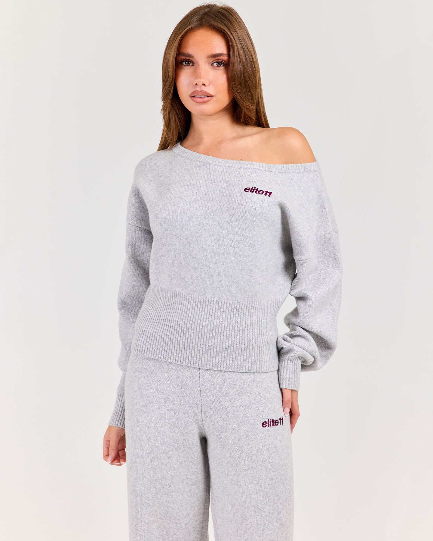 Winter Knit Shoulder Crew - Grey Marle
