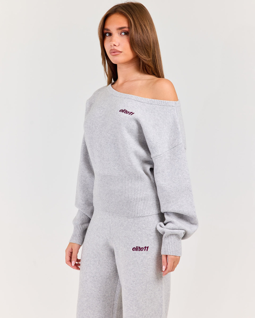 Winter Knit Shoulder Crew - Grey Marle