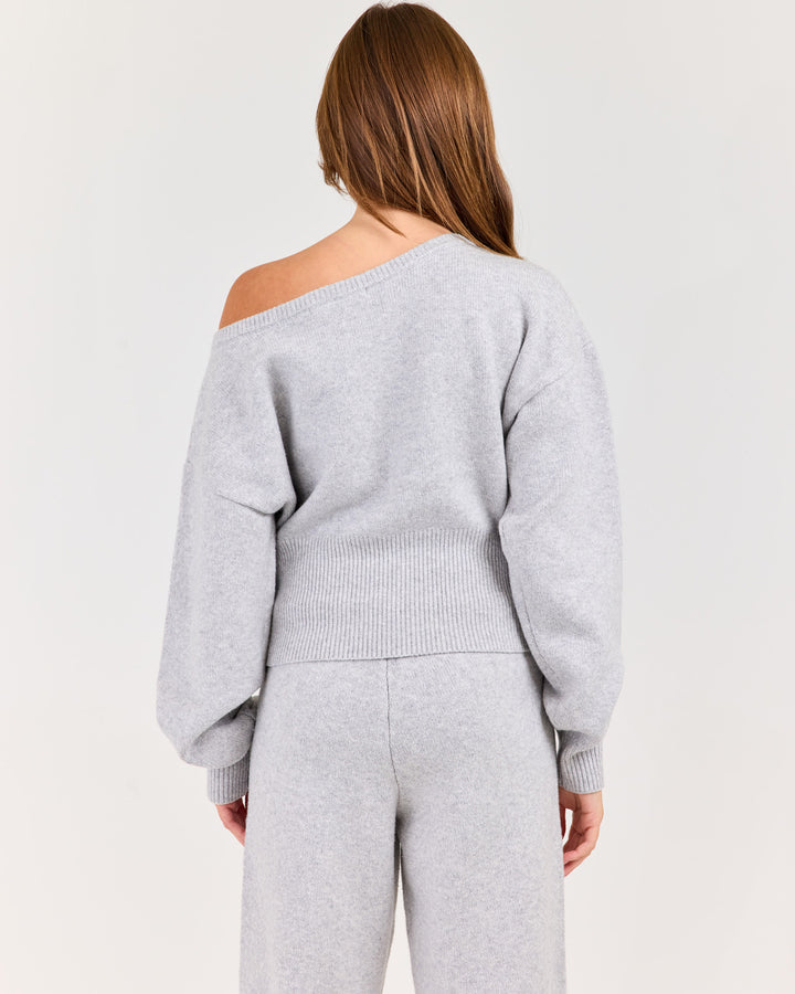 Winter Knit Shoulder Crew - Grey Marle