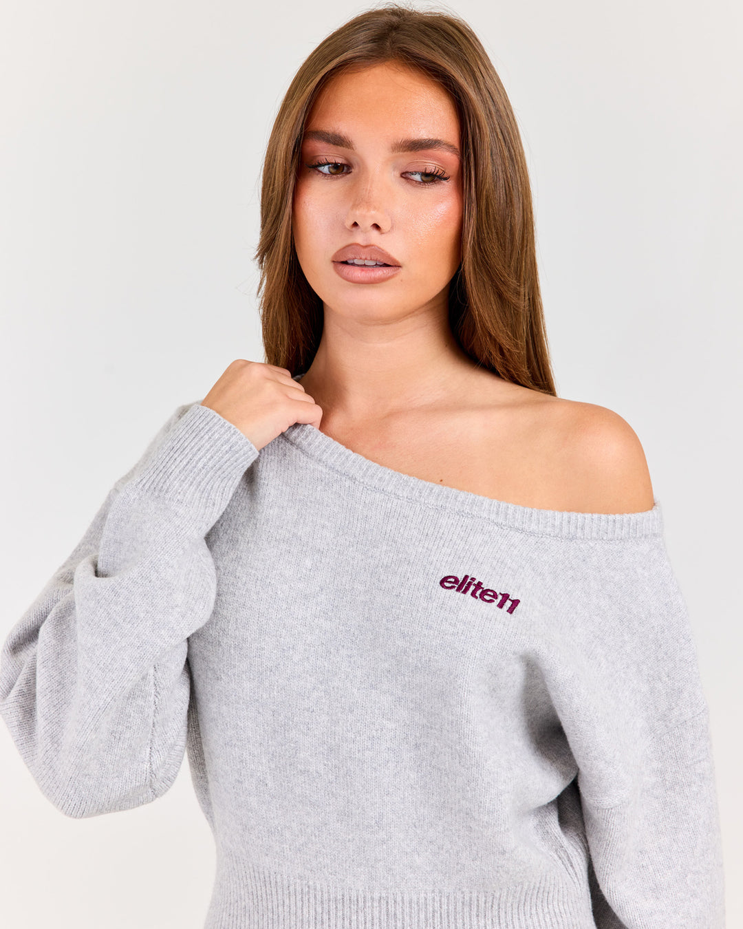 Winter Knit Shoulder Crew - Grey Marle