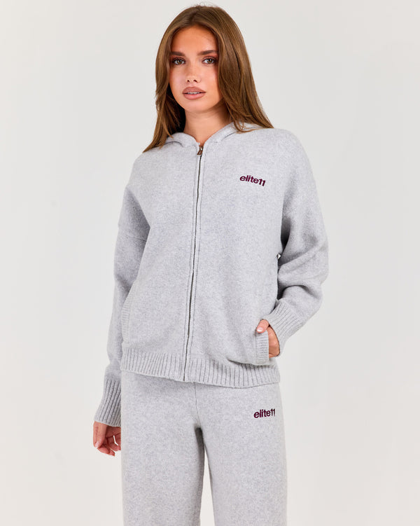 Winter Knit Zip Through - Grey Marle