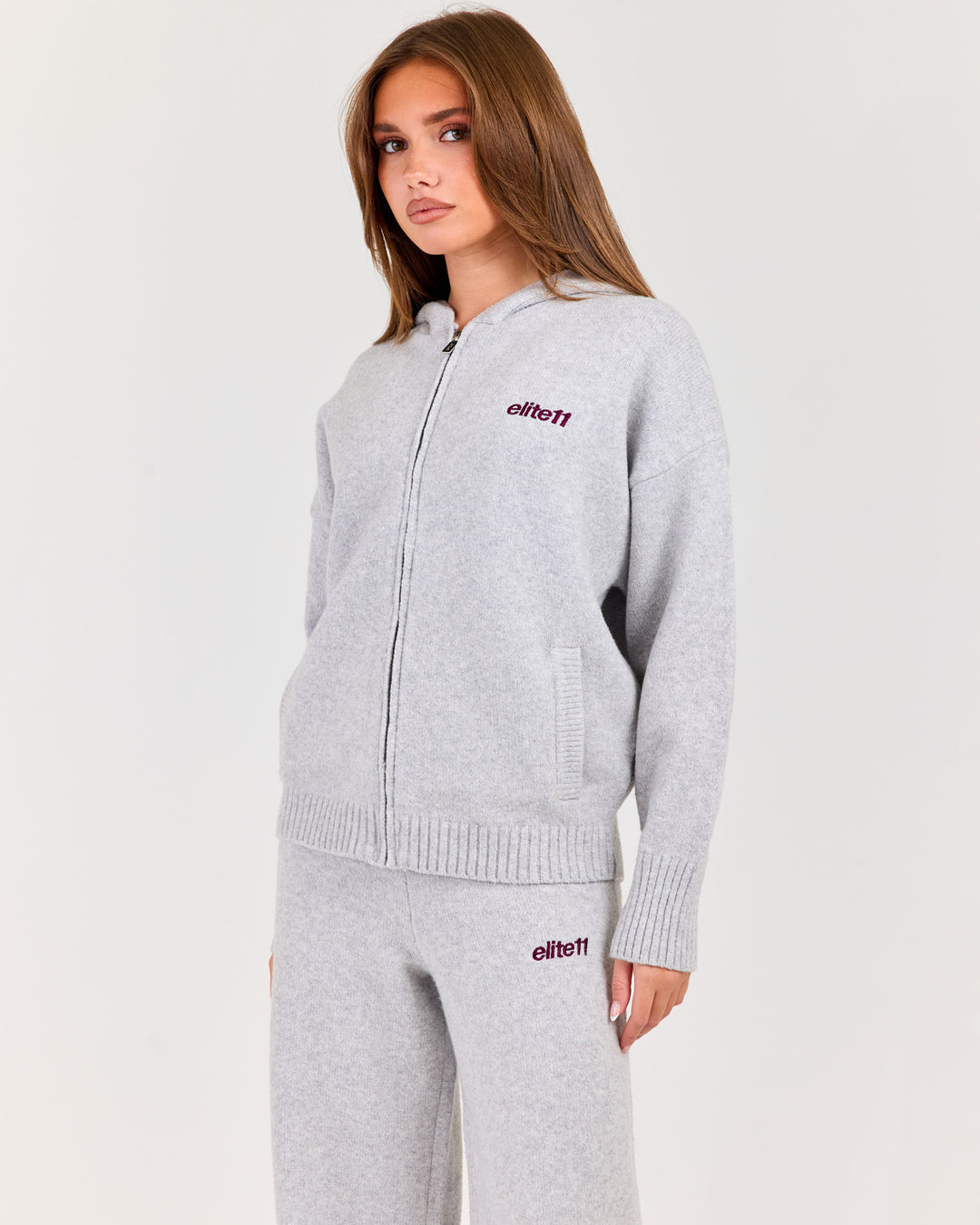Winter Knit Zip Through - Grey Marle