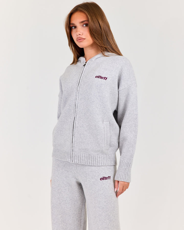 Winter Knit Zip Through - Grey Marle