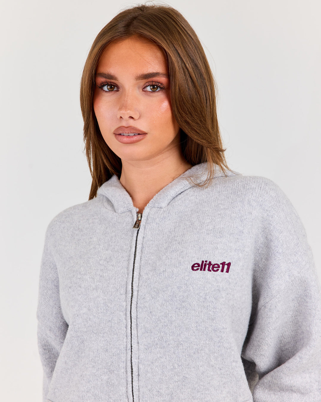 Winter Knit Zip Through - Grey Marle