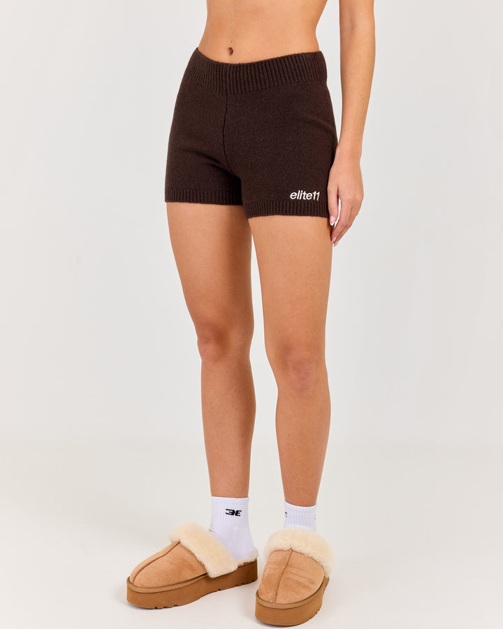 Winter Knit Shorts - Coffee Bean