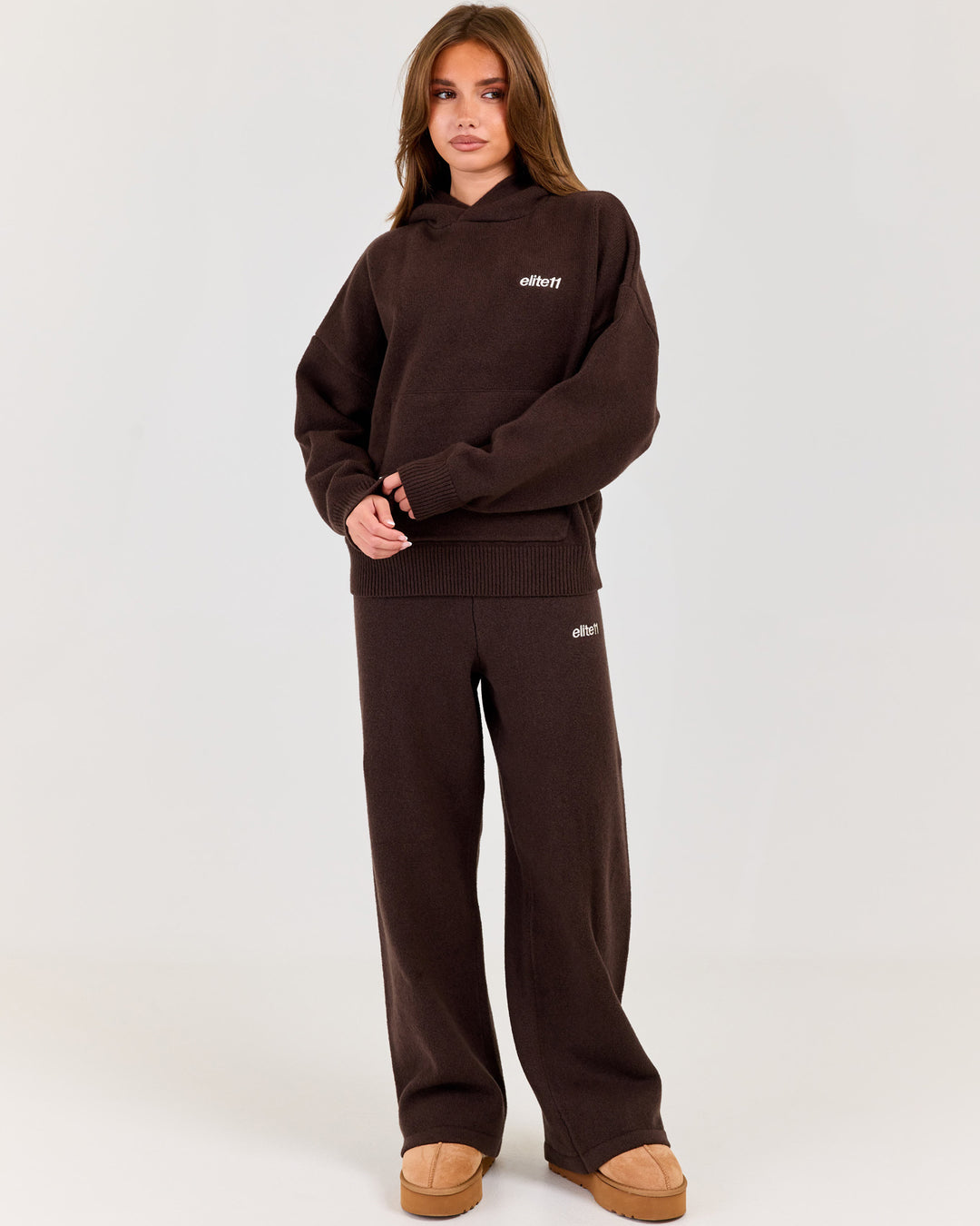 Winter Knit Wide Leg Pants - Coffee Bean