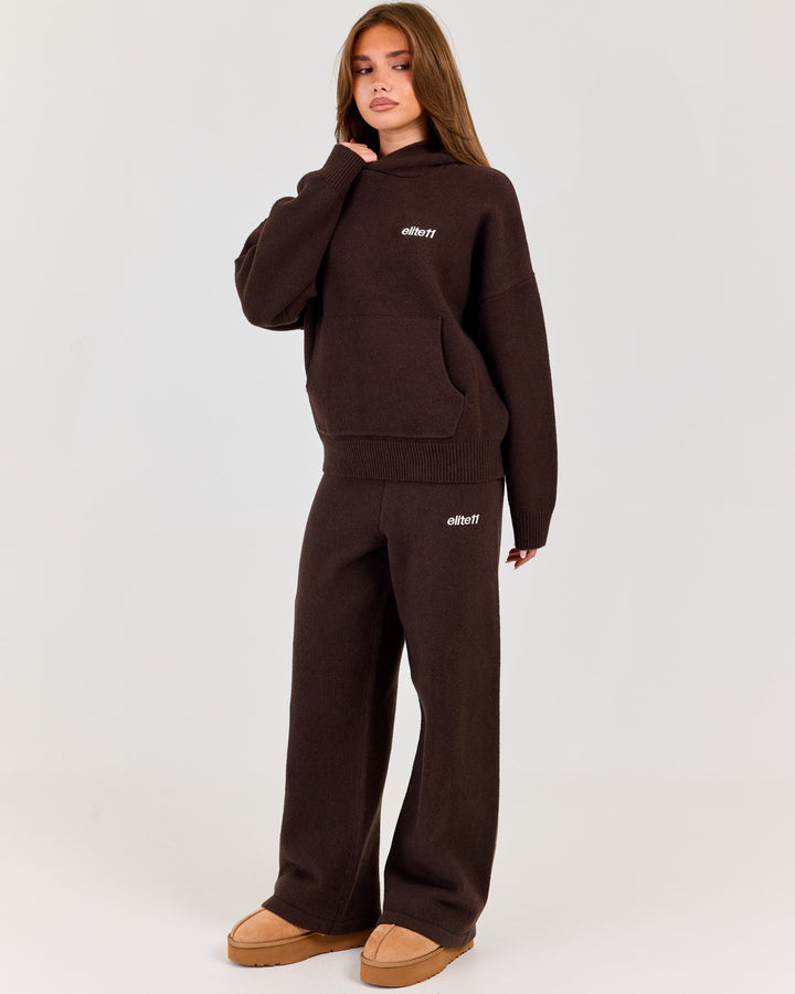Winter Knit Wide Leg Pants - Coffee Bean