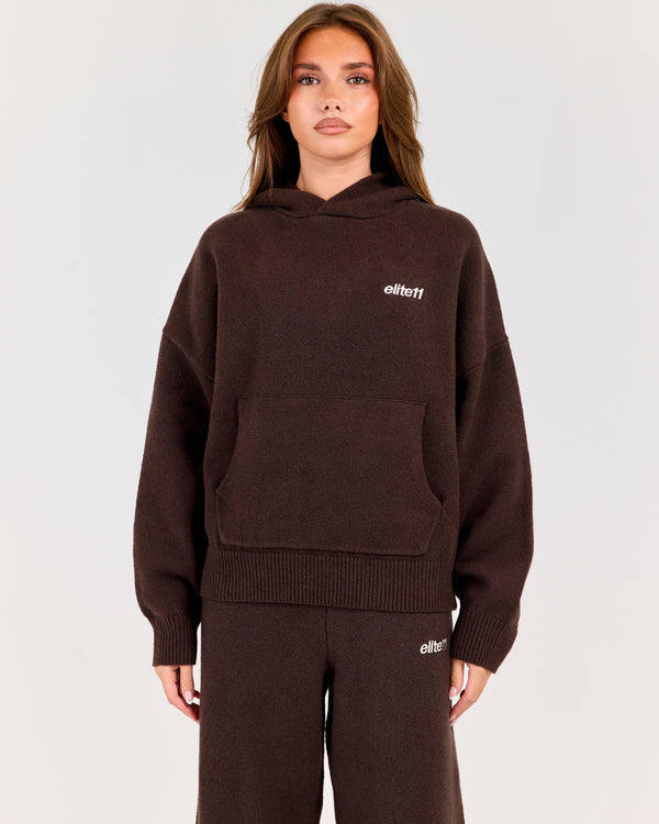 Winter Knit Hoodie - Coffee Bean