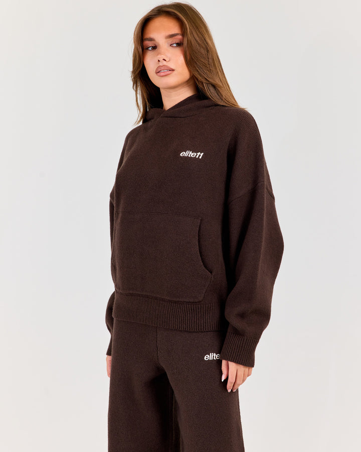 Winter Knit Hoodie - Coffee Bean