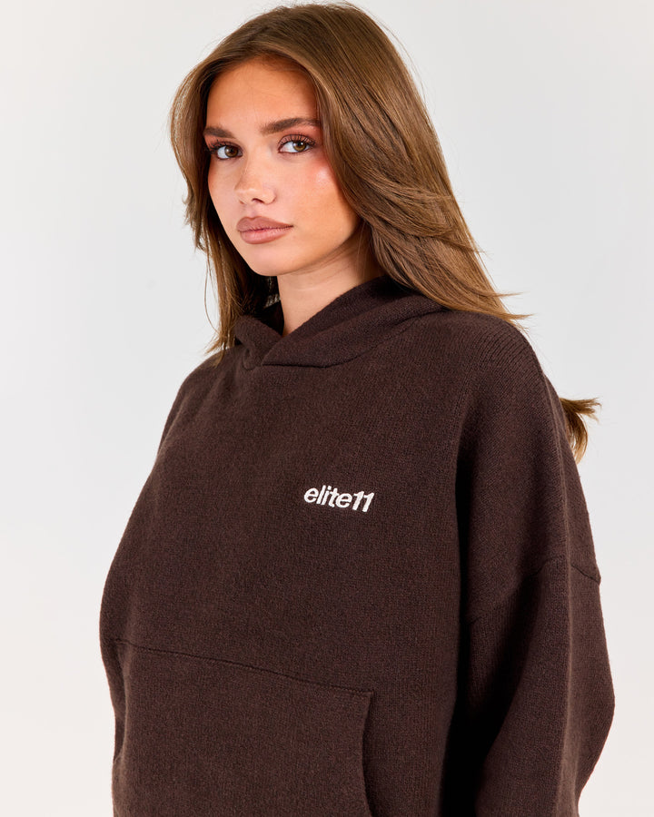 Winter Knit Hoodie - Coffee Bean