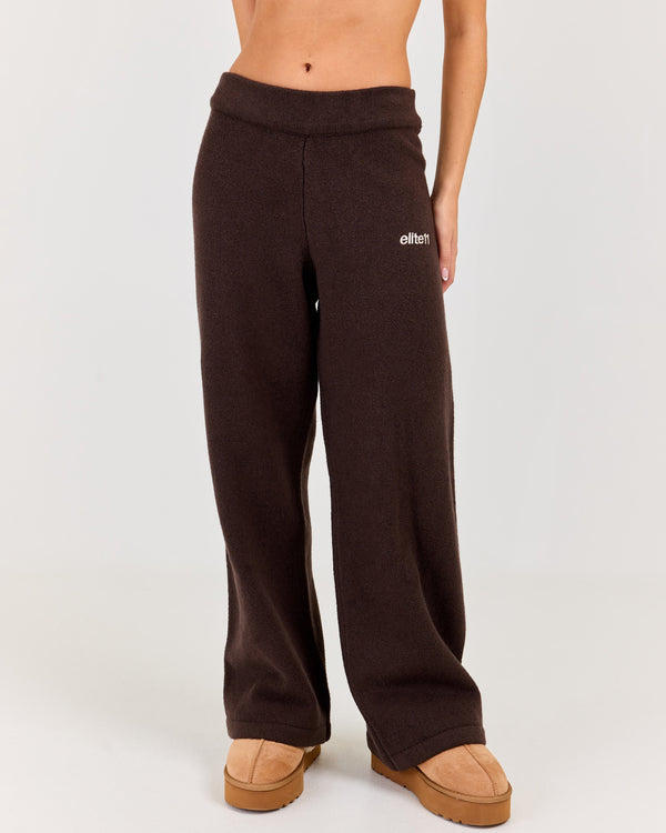 Winter Knit Wide Leg Pants - Coffee Bean