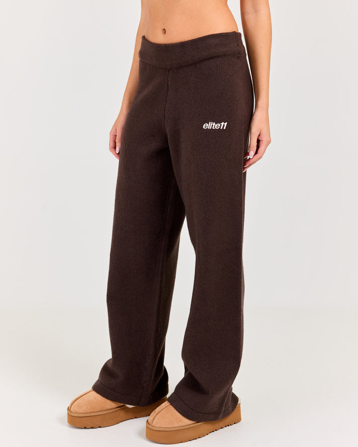 Winter Knit Wide Leg Pants - Coffee Bean