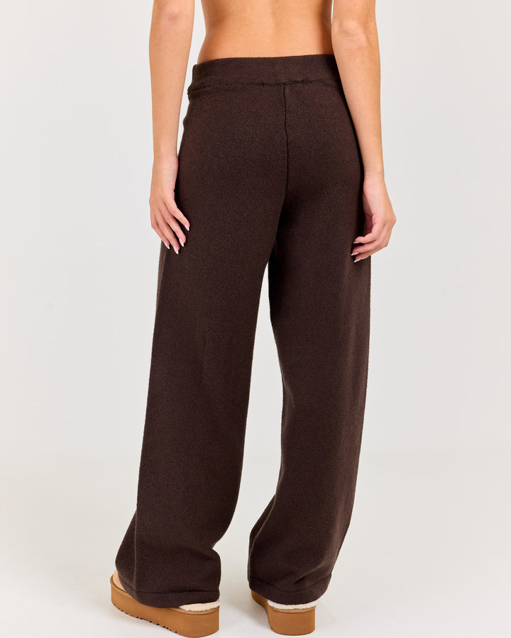 Winter Knit Wide Leg Pants - Coffee Bean