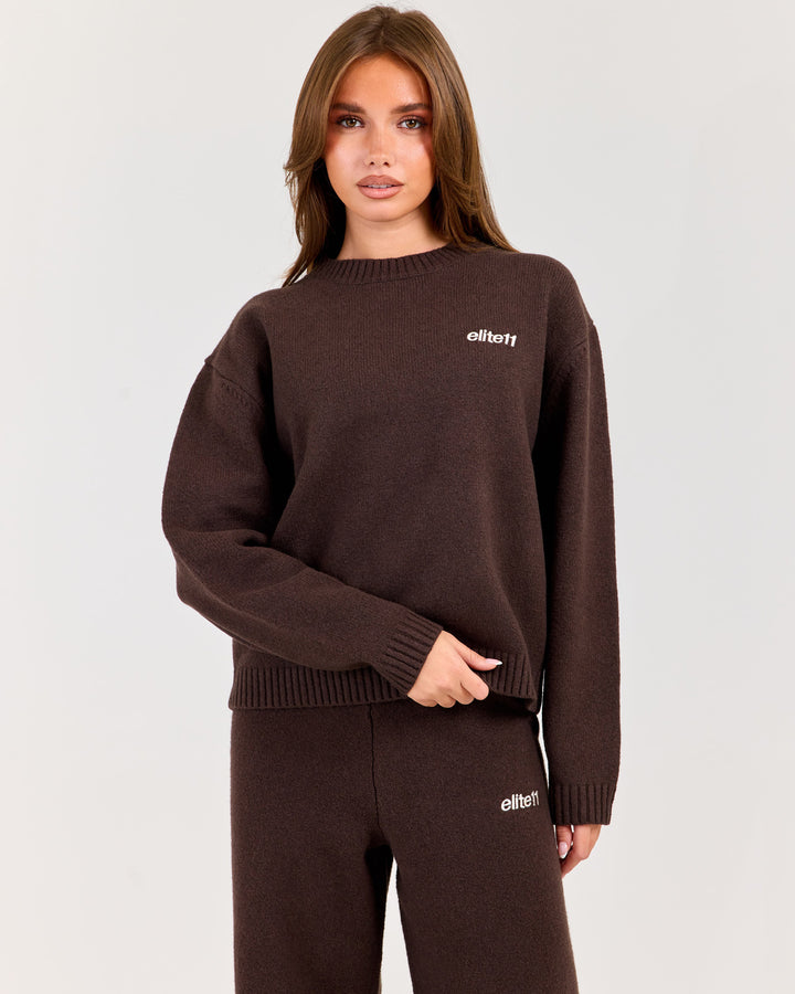 Winter Knit Crewneck - Coffee Bean
