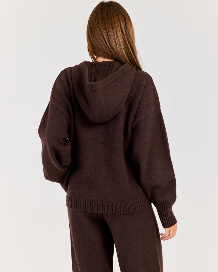 Winter Knit Zip Through - Coffee Bean