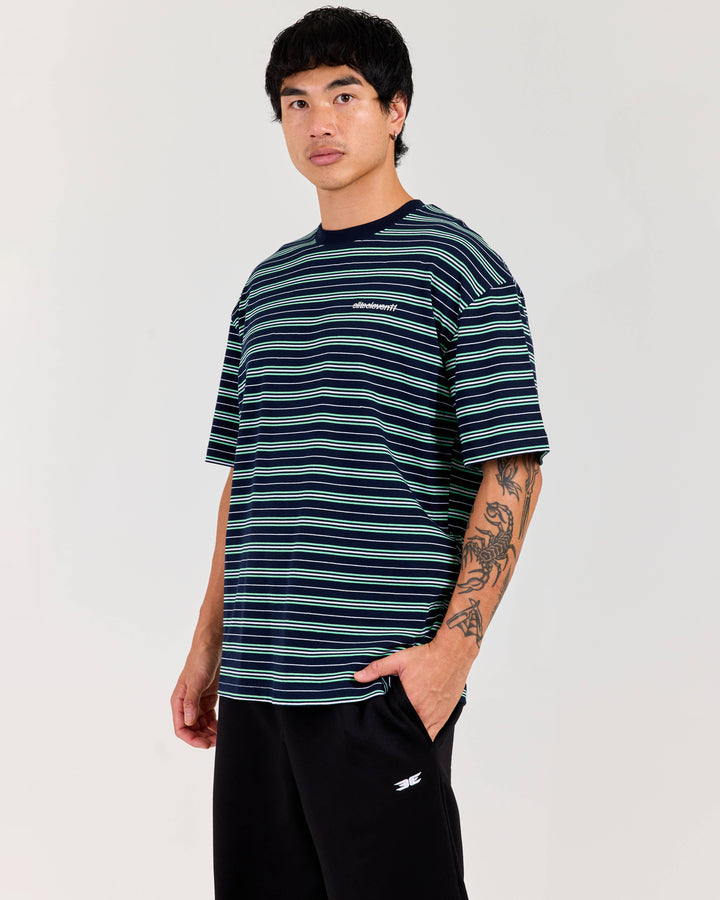 Men's Oversized Stripe Tee - Navy/Green