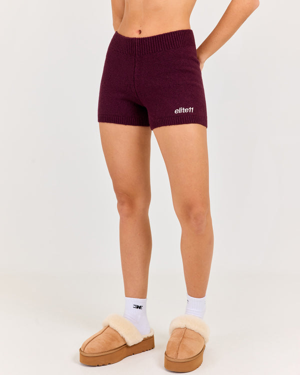 Winter Knit Shorts - Plum