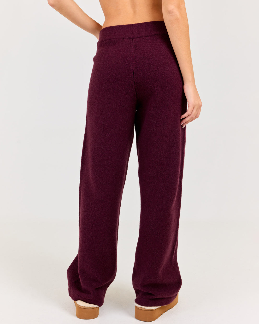 Winter Knit Wide Leg Pants - Plum