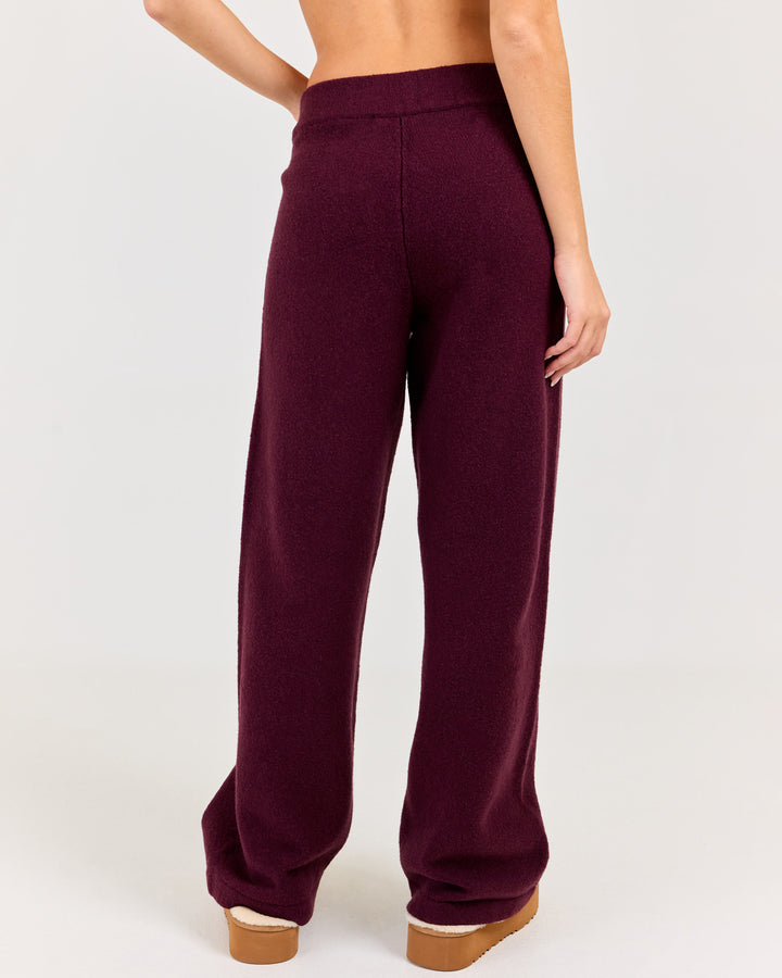 Winter Knit Wide Leg Pants - Plum