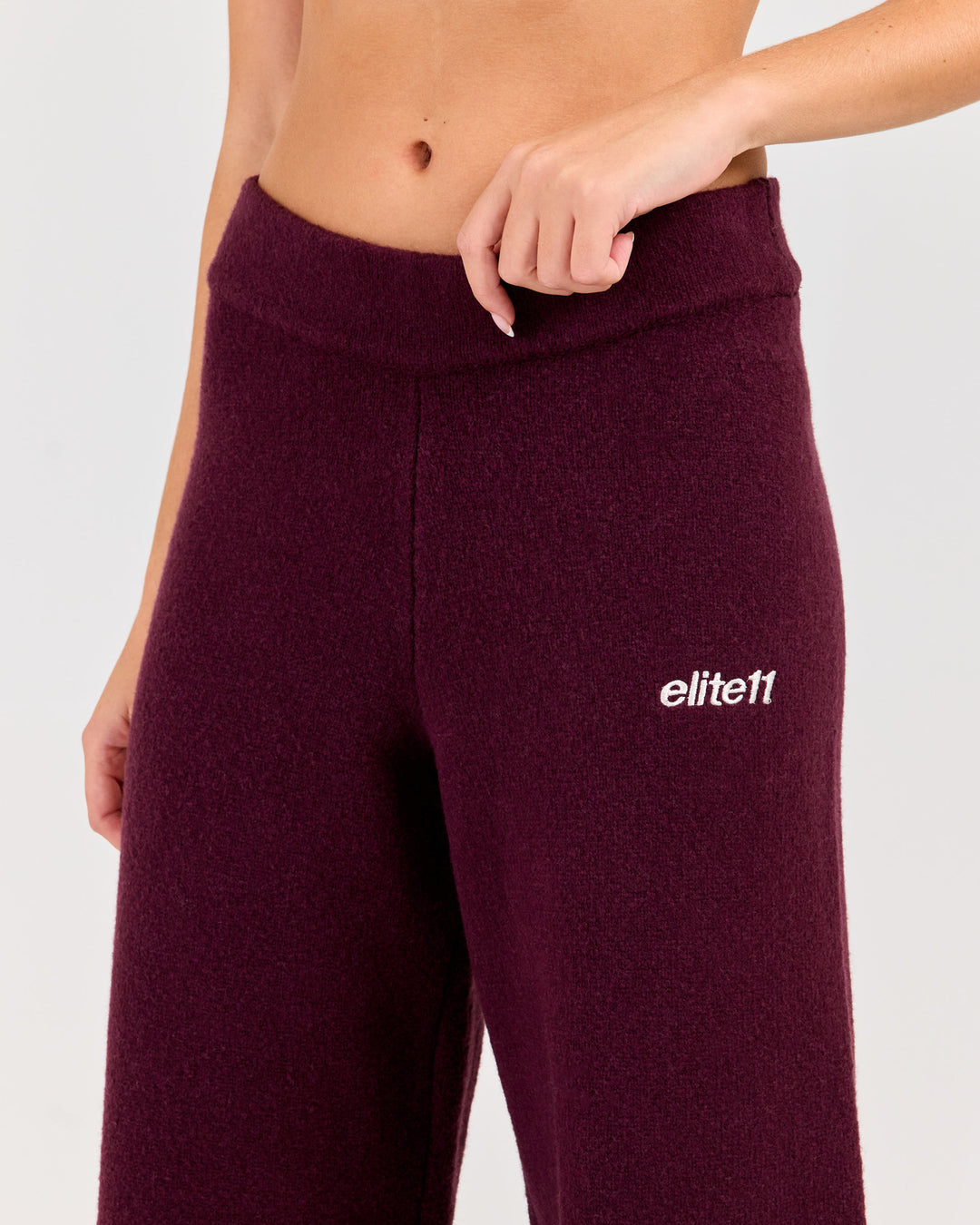 Winter Knit Wide Leg Pants - Plum