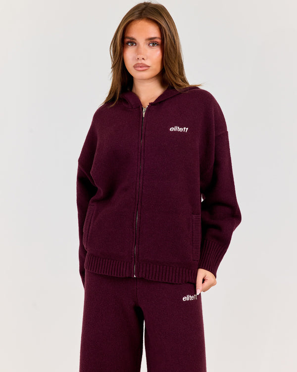 Winter Knit Zip Through - Plum