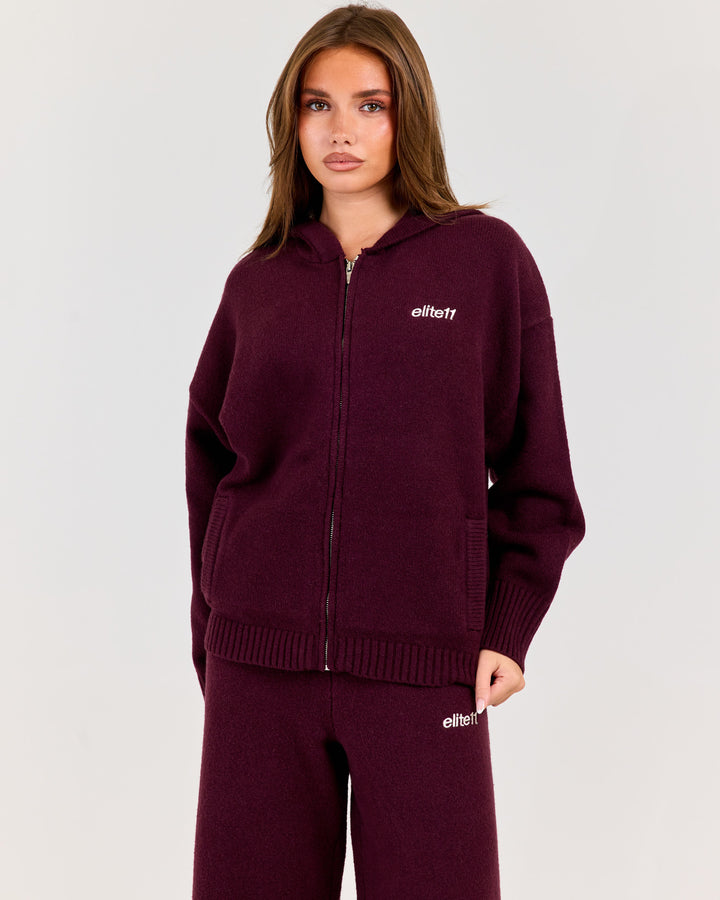 Winter Knit Zip Through - Plum