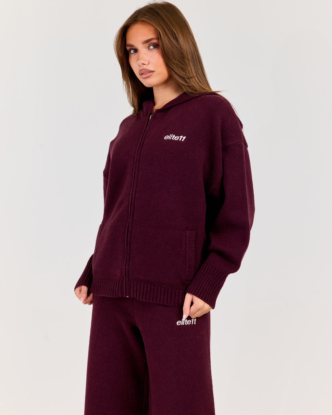 Winter Knit Zip Through - Plum