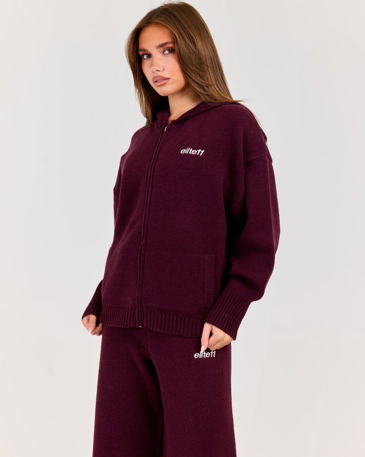 Winter Knit Zip Through - Plum