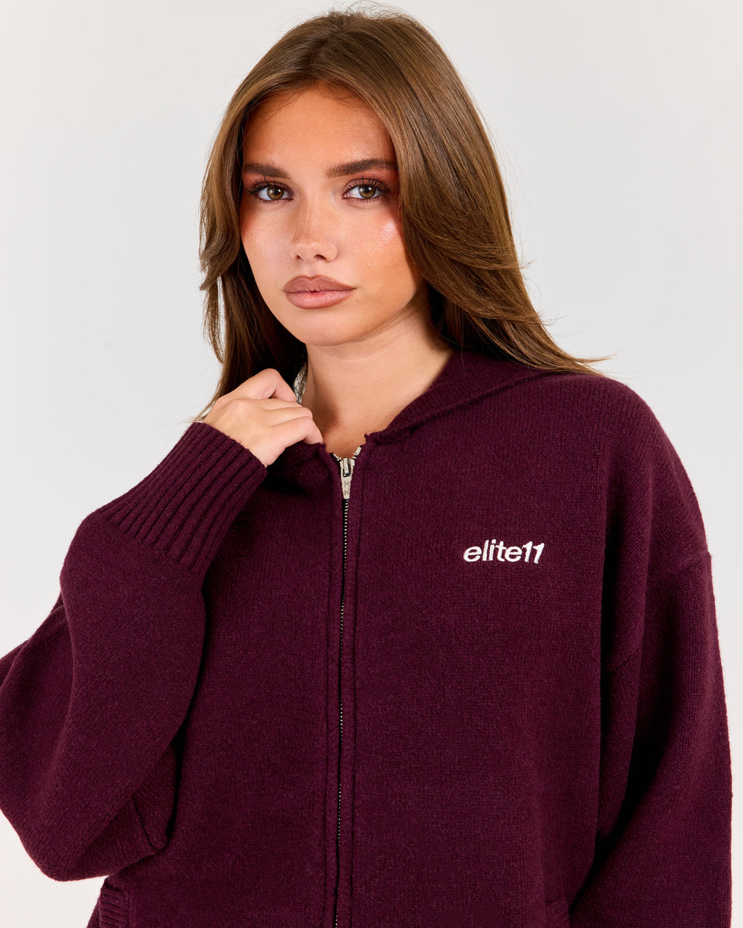Winter Knit Zip Through - Plum