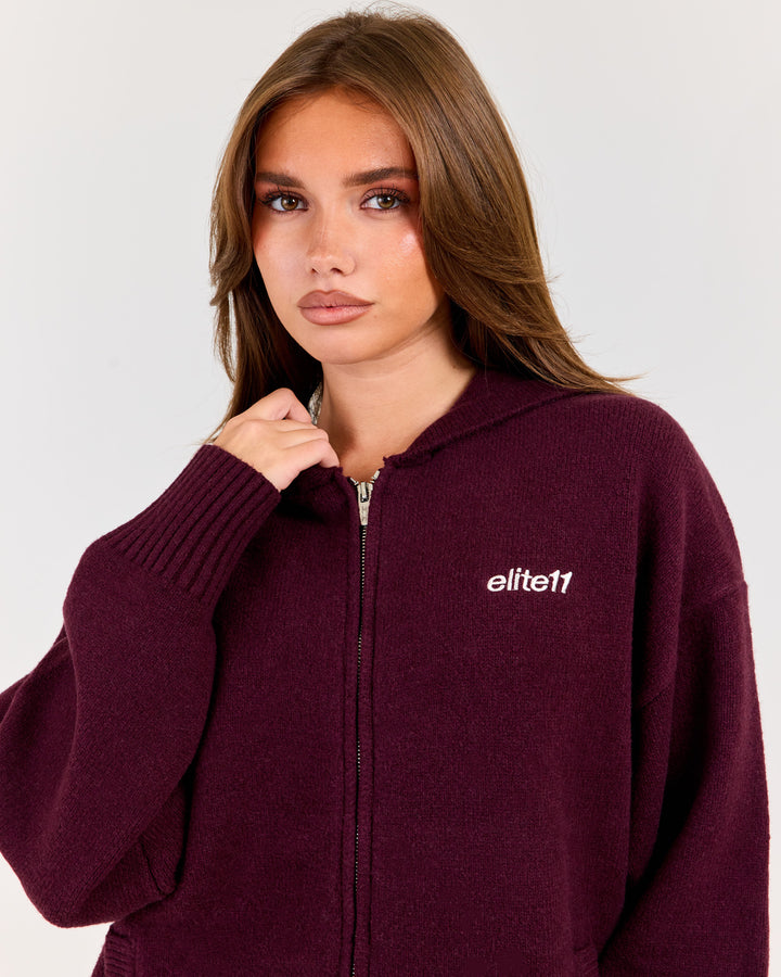 Winter Knit Zip Through - Plum