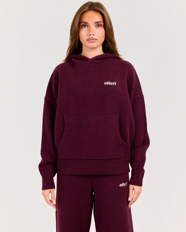 Winter Knit Hoodie - Plum