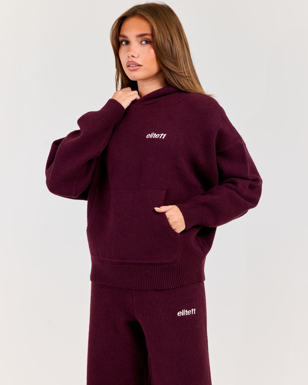 Winter Knit Hoodie - Plum